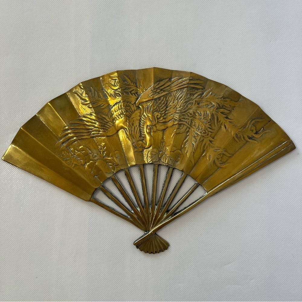 Vintage Gold Fan Solid Brass Leodard Silver MFG Co.